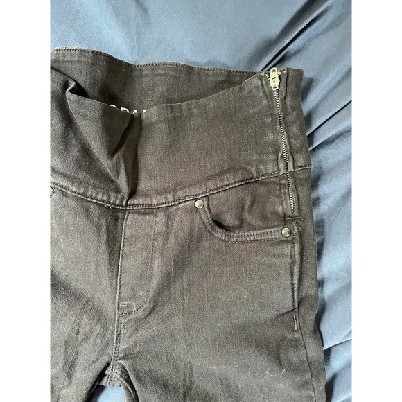 Spanx The Signature Straight Pant Trousers Black Side Zipper Raw Hem Size 25 - Picture 6 of 8